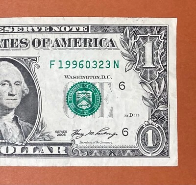 1996 March 23 (F 19960323 N) Birthday Note $1 One Dollar Bill - Image 1 of 3