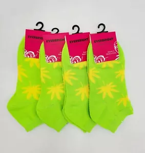 Everbright 4 pairs Weed Socks Women Teens Low Cut Sz 9-11 Color Lemon Green NEW. - Picture 1 of 6