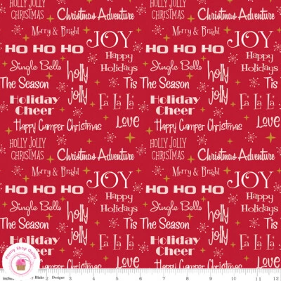 Tela de edredón Riley Blake CHRISTMAS ADVENTURE 10731S texto rojo frases  Foto 1 de 3