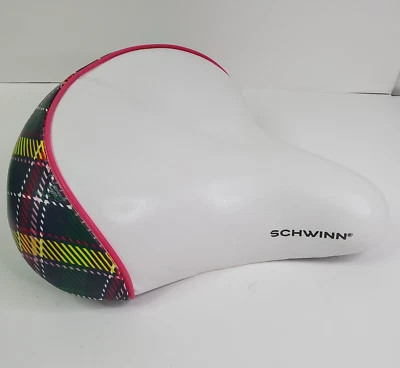 SCHWINN Blanco/A Cuadros/Rosa Resorte Suspensión Asiento Confort/Sillín Bicicleta Pieza Foto 1 de 4