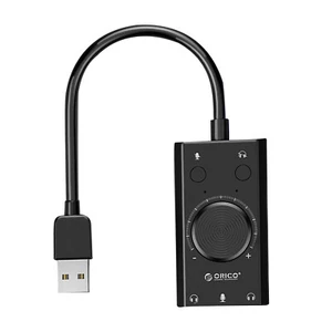 Universal ORICO USB Microphone Earphone Sound Card With 3 Port Output Volume - Picture 1 of 13