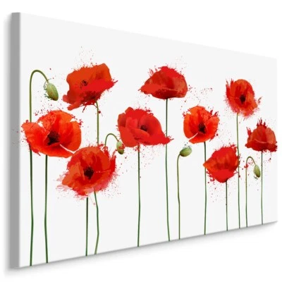 Leinwand Bild CANVAS WANDBILD XXL Esszimmer rote Mohnblumen ABSTRAKTION 1732 - Bild 1 von 4