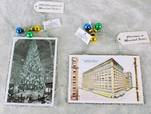 Set of 2 Marshall Field's Vintage Postcard Christmas Ornaments Uncle Mistletoe - Picture 1 of 10