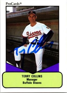 Terry Collins autographed baseball card (Buffalo Bisons, SC) 1990 ProCards #504