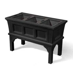 Atherton 24 in. H x 39 in. W x 19.5 in. D Black Resin Raised Planter Box for Out - Picture 1 of 3