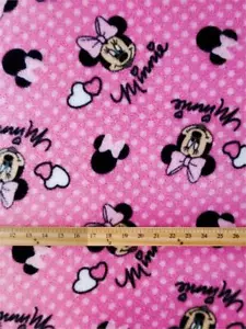 Fleece DISNEY'S MINNIE MOUSE Printed PINK Fabric - MINNIE'S HEAD /58" Wide/ SBY - Picture 1 of 1