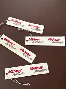 RARE Lot of 4 MIDWAY AIRLINES BAG TAG LUGGAGE TAG Unused from 1987 - Picture 1 of 4