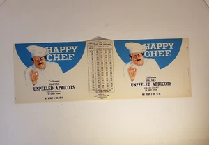 Vintage Original Happy Chef Brand Apricots Crate Box Label 1950's Unused - Picture 1 of 3