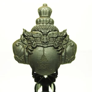 Thai Amulet Phra Rahoo Carving Wood MaiNgewDam (Ebony Wood) Phra Ajarn Manit - Picture 1 of 7