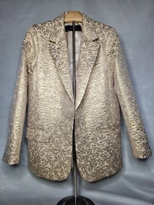 Zara Basic Collection Gold Blazer Pattern Rose Gold 1 Button Womens Medium EUC - Picture 1 of 11
