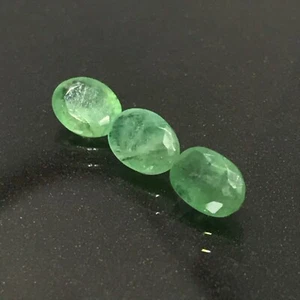 EMERALD 3pcs Set 2.19ct Green Oval 6.8 to 7.0mm Natural Untreated from Zambia - Picture 1 of 12