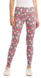 NO BOUNDARIES ANKLE LEGGINGS CHRISTMAS ORNAMENTS GRAY RED WHITE S(3-5) NWT[CHR1] - Picture 1 of 3