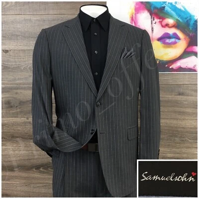 Samuelsohn Para Hombres 2 Piezas Traje Talla 42R Chaqueta de Lana Pantalones Gris Blazer Abrigo Deportivo Foto 1 de 4