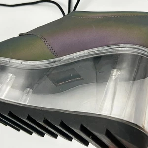 YRU Shoes Qloud Clear Fillable Bottom Platforms Rave Clubwear Iridescent Size 10 - Picture 1 of 12