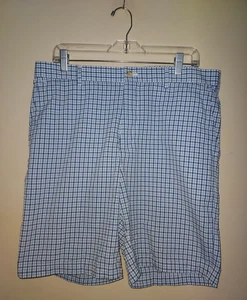 Peter Millar Men's Golf Shorts 35 Crown Sport Performance Casual Plaid Blue - Picture 1 of 6