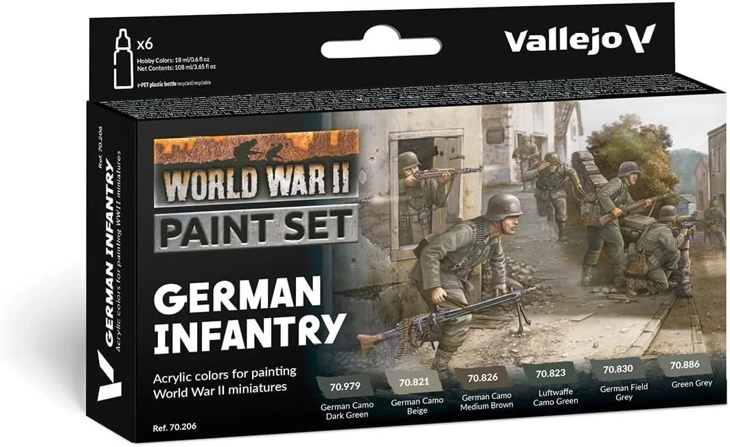 Vallejo - Utility Paint Set WWII & WWIII | Historic Military Shades | Brush & Airbrush Compatible | Pro Modeler Collection | 8 Bottles X 18 Ml. (0.6 Fl. Oz