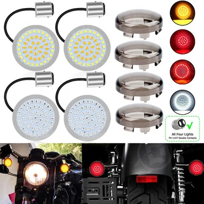 4X 1157 LED Front Rear Turn Signal Light For Harley Davidson Touring Road Glide - Изображение 1 из 4