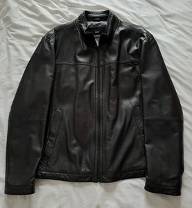 VINTAGE HUGO BOSS BLACK LEATHER JACKET FINEST LAMB NAPPA - SIZE UK 56 / US 46R - Picture 1 of 24