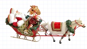 Dept 56 Possible Dreams 6000717 UN CAVALLO SLITTA APERTA BABBO NATALE E MRS CLAUS 23" - Foto 1 di 19