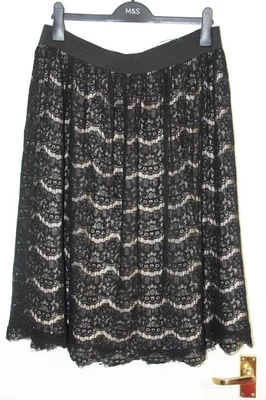 Elegant Black Lace Midi Skirt - UK Size 16 / EUR 44 - Image 1 of 3
