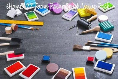 Juego de 10 cepillos de pintura de espuma Kit de cepillos de esponja con asas de madera Artesanía Foto 1 de 4