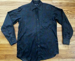 Vintage Burberrys London New York Paris Cotton Button Shirt Mens Small Paisley - Picture 1 of 7