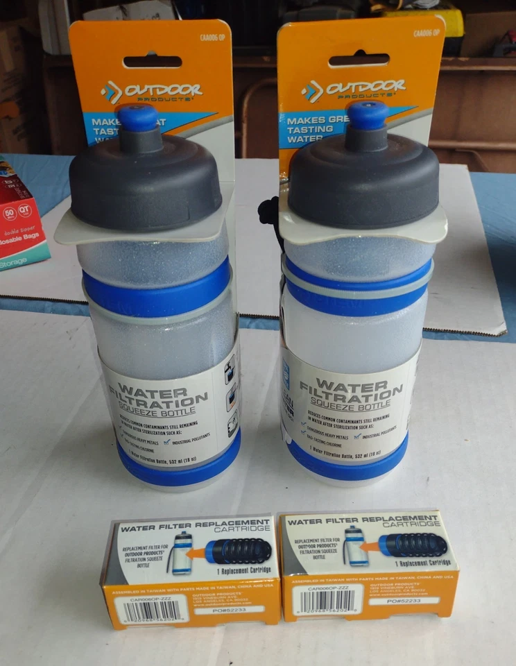 (2) Outdoor Products Water Filtration Squeeze Bottles With (2) Extra Cartages - Image 1 of 4