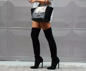 Botas ajustadas altas de gamuza de cuero talla 6 de Zara - Imagen 1 de 7