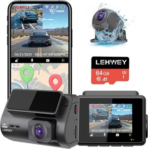 Dash Cam Kamera vorne und hinten - Lehwey vorne 4K/hinten 1080P Dual Dash Camera für - Bild 1 von 5