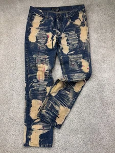 GS-15 Denim Jeans Men's 36x32 Straight Leg Destroy Distress Splatter Bleached - Picture 1 of 20