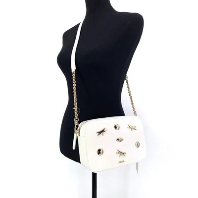 NUEVO CON ETIQUETAS FURLA Brava Zaffir Mini Bandolera Tiza Blanco Guijarro Cuero Herrajes Dorados Foto 1 de 4