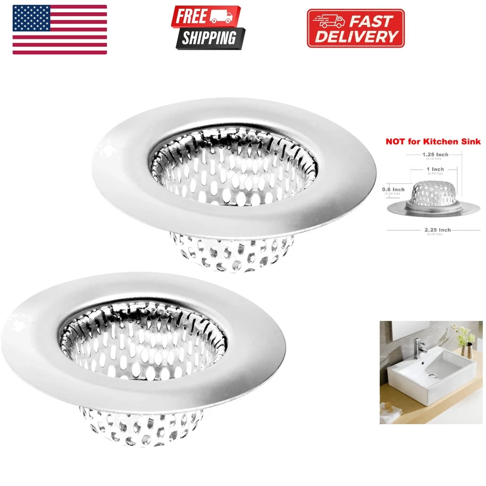 Bathtub Drain Screen Sink Bathroom Hair Remover Clogged Drains Trap Catcher 2pcs