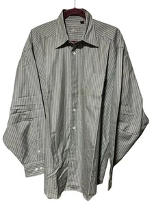 Nordstrom Men’s Button Down Shirt 16 L GRAY /whiteLong Sleeve Classic Fit Cotton - Picture 1 of 3