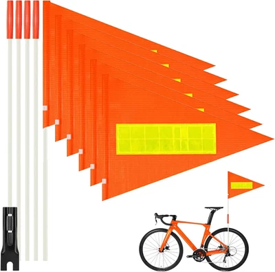 6PCS Orange Bike Safety Flag,Bike Flags with Pole for Safety 6 Ft Bicycle Safety - Image 1 of 4