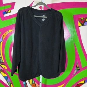St. John's Bay, Fluffy Fleece Black V-Neck Top. Size XL. Excellent condition! - Picture 1 of 4