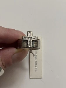 Paz Israel Sterlingsilber weißer Topas Kreuz Ring 8,5 Neu mit Etikett - Bild 1 von 6