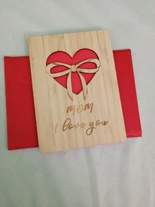 Wooden I Love You Mom Greeting Card - Picture 1 of 3