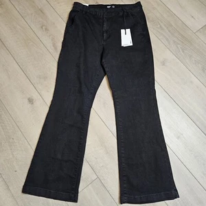 Oat New York High Rise Flare Jeans Size 12/31 Black - Imagen 1 de 9