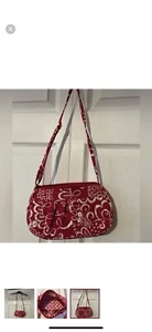 Vera Bradley "Frannie" Twirly Birds Pink Quilted Fabric Small Shoulder Bag - Picture 1 of 3