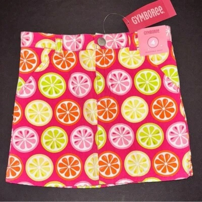 Gymboree Rosa Naranja Verde Lima Rosa Limón Amarillo Fruta Rebanada Falda Skort 4 5 6 Foto 1 de 2