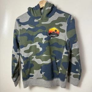 Eddie Bauer Hoodie Sweatshirt Blue Green Gray Camo Boys Size M - Picture 1 of 8