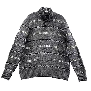 American Eagle Sweater Men Medium Rabbit Hair Blend Fisherman Chunky Grandpa - Picture 1 of 8