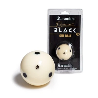 Aramith Tournament BLACK Billiard Pool Cue Ball 2 1/4" 6 Black Dots in a blister