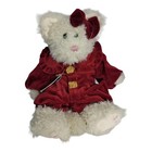 Boyds Bears White Cat Lindsey P. Pussytoes Plush Red Jumper 1985-98 Vintage 