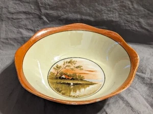 Unidentified  Hand-Painted Art Deco Bowl, Scalloped Edge, 8 3/4" D - PRE-OWNED - Picture 1 of 11