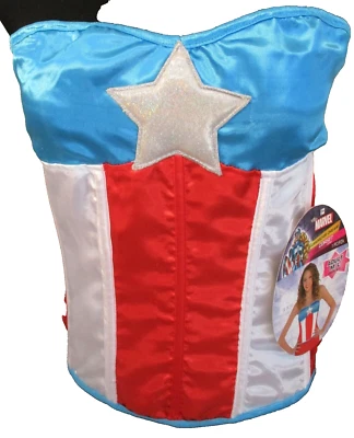 MARVEL CAPTAIN AMERICA CORSET SEXY SUPERHERO COSTUME ADULT M/L Size 12-14 NEW - Image 1 of 4