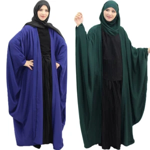 Vestido largo abierto Kaftan Abaya para mujer manga ala de murciélago túnica musulmana vestido islámico graduación - Imagen 1 de 14
