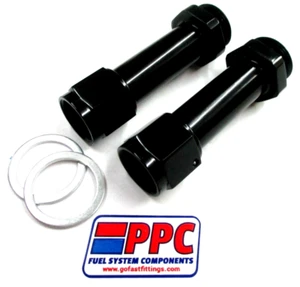 Holley Carb inlet fittings 08AN Fem Swivel x 7/8"-20  extra long  polished black - Picture 1 of 4