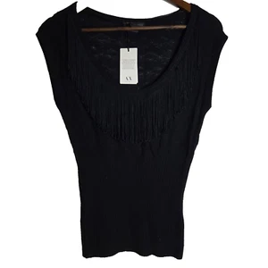 NWT Armani Exchange Black Knit Wool Blend Blouse Womens Small - Picture 1 of 6