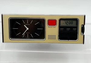 Seiko SP304F Mid-Century Modern Desk Alarm Clock Gold Tone Tested Works - Picture 1 of 8